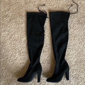 Suede thigh high boots